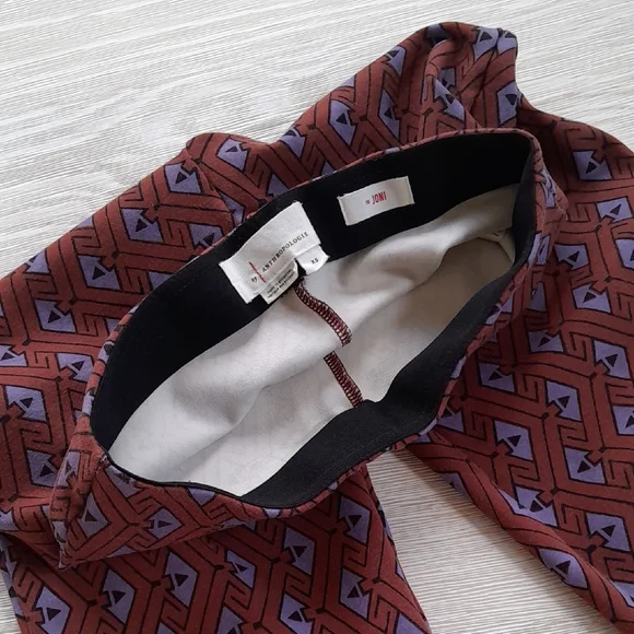 Anthropologie The Joni  High-Rise Flare Pants in Brown and Lavender Size XS - Picture 9 of 10